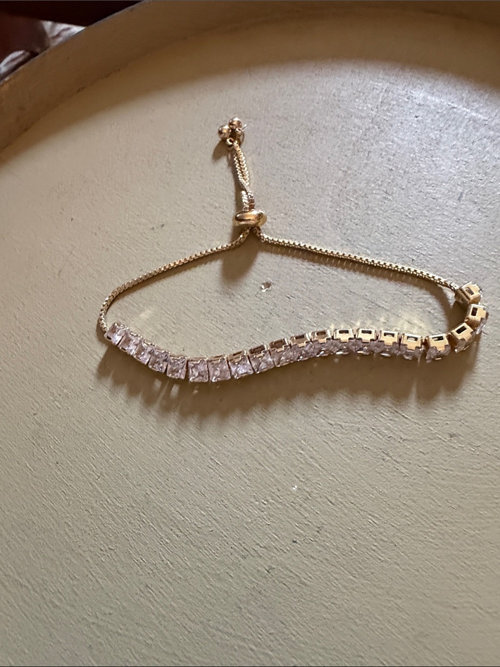 Gold-Tone Adjustable Tennis Bracelet with Clear Stones